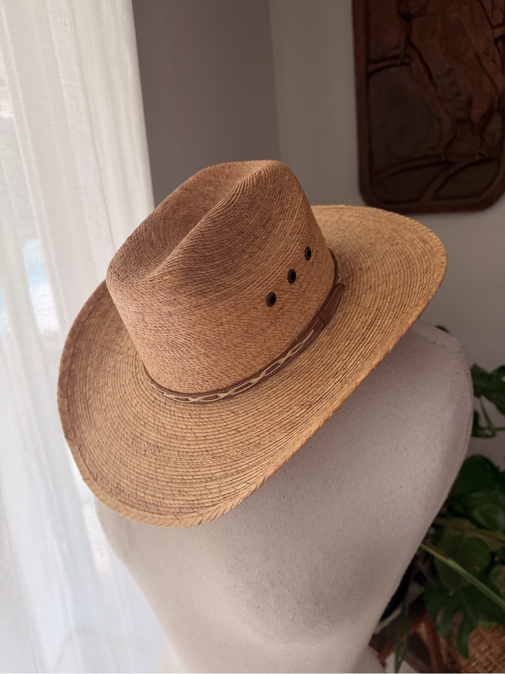 Hereford Brand By Atwood Straw Cowboy Hat Size 6 5/8 Long Oval Western Kids Teen